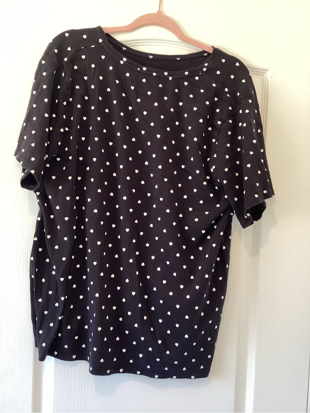 croft & barrow Black Short-Sleeve Heart Print Women’s Top2XL EUC